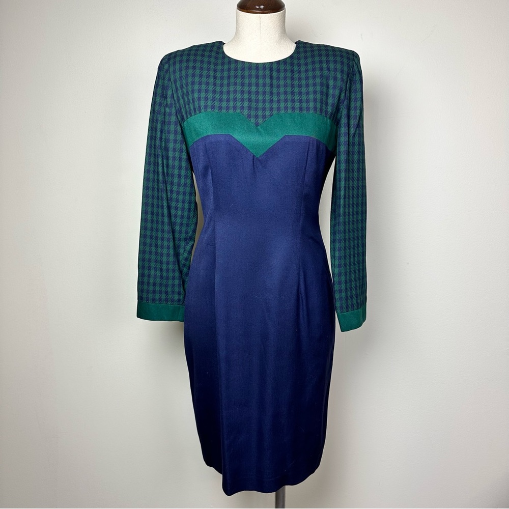Vintage Donna Ricco Plaid Fitted Dress